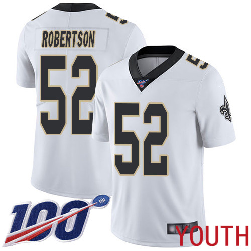 New Orleans Saints Limited White Youth Craig Robertson Road Jersey NFL Football #52 100th Season Vapor Untouchable Jersey